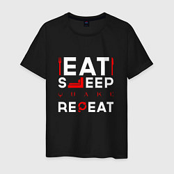 Мужская футболка Надпись eat sleep Quake repeat