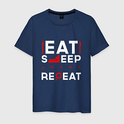 Мужская футболка Надпись eat sleep Quake repeat