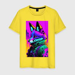Мужская футболка Cool fox - cyberpunk - neural network