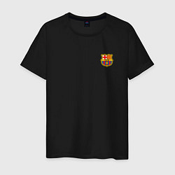 Футболка хлопковая мужская ФК Барселона эмблема, цвет: черный
