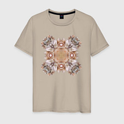 Мужская футболка Орнамент мозаика из ракушек бежевая