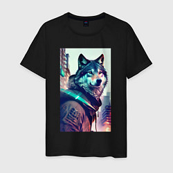 Мужская футболка Волк - житель мегаполиса