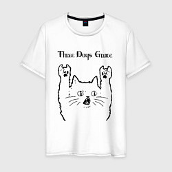 Футболка хлопковая мужская Three Days Grace - rock cat, цвет: белый