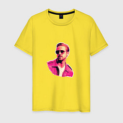 Мужская футболка Райан Гослинг розовый арт