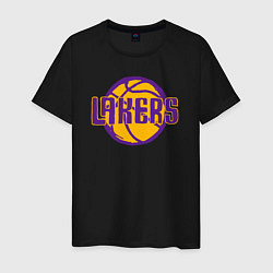 Футболка хлопковая мужская Lakers ball, цвет: черный