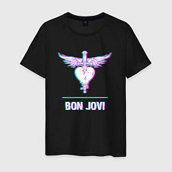 Мужская футболка Bon Jovi glitch rock