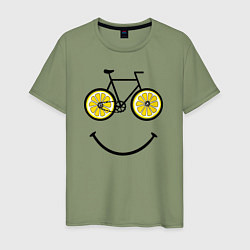 Футболка хлопковая мужская Лимонное лето с велосипедом, цвет: авокадо