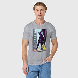 Футболка хлопковая мужская Чёрный котяра на своём районе - Бронкс, цвет: меланж — фото 2