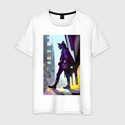 Мужская футболка Чёрный котяра на своём районе - Бронкс