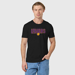 Футболка хлопковая мужская Team Lakers, цвет: черный — фото 2