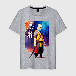 Мужская футболка Ниндзя - иероглифы - живопись