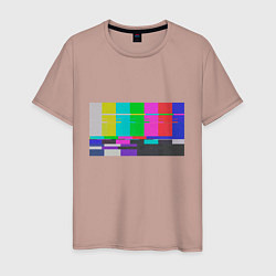 Мужская футболка Разноцветные полосы в телевизоре