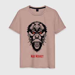 Футболка хлопковая мужская Mad monkey, цвет: пыльно-розовый