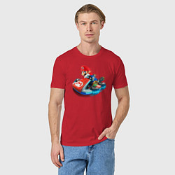 Футболка хлопковая мужская Марио на машине, цвет: красный — фото 2