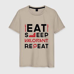 Мужская футболка Надпись: eat sleep Valorant repeat