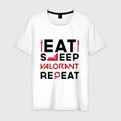 Мужская футболка Надпись: eat sleep Valorant repeat
