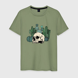 Мужская футболка Череп с кактусами