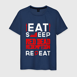 Мужская футболка Надпись eat sleep Red Dead Redemption repeat