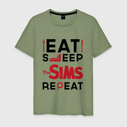 Мужская футболка Надпись: eat sleep The Sims repeat