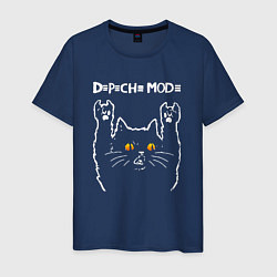 Футболка хлопковая мужская Depeche Mode rock cat, цвет: тёмно-синий