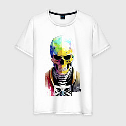 Мужская футболка Skull - cyberpunk - watercolor