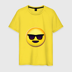Футболка хлопковая мужская Крутой смайлик в очках, цвет: желтый