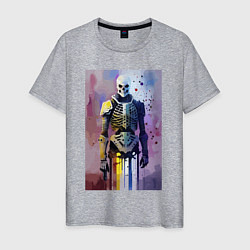 Мужская футболка Cyber skeleton - watercolor - sketch