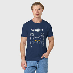 Футболка хлопковая мужская Skillet rock cat, цвет: тёмно-синий — фото 2