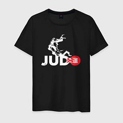 Футболка хлопковая мужская Judo Japan, цвет: черный