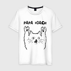 Футболка хлопковая мужская Papa Roach - rock cat, цвет: белый