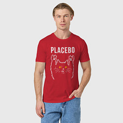Футболка хлопковая мужская Placebo rock cat, цвет: красный — фото 2
