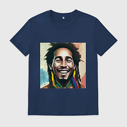 Мужская футболка Боб Марли полон счастья Арт новой школы