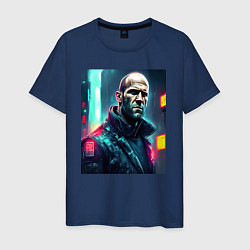 Мужская футболка Джейсон Стэтхэм киберпанк - нейросеть