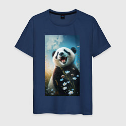 Мужская футболка Панда с цветочками