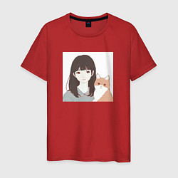 Мужская футболка Девушка с котом