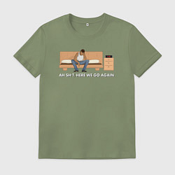 Футболка хлопковая мужская Here We Go Again, цвет: авокадо