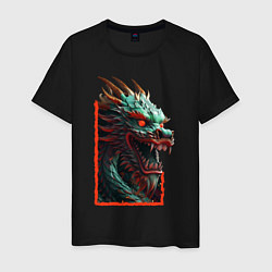 Мужская футболка Дракон с горящими глазами: арт нейросети