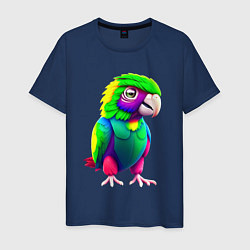 Футболка хлопковая мужская Мультяшный попугай, цвет: тёмно-синий