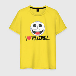 Футболка хлопковая мужская Волейбольный смайл, цвет: желтый
