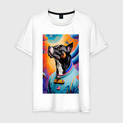 Мужская футболка Пёс-космонавт - нейросеть