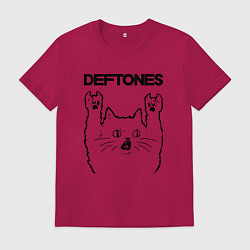 Футболка хлопковая мужская Deftones - rock cat, цвет: маджента
