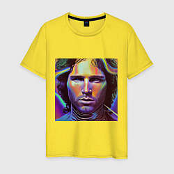 Мужская футболка Jim Morrison neon portrait art