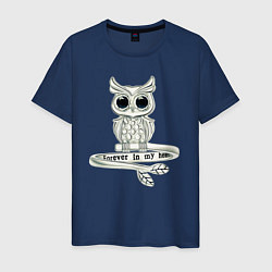 Мужская футболка Серебряная сова на кольце