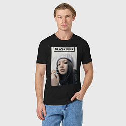 Футболка хлопковая мужская Джису блэкпинк, цвет: черный — фото 2