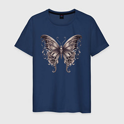 Футболка хлопковая мужская Бронзовая бабочка, цвет: тёмно-синий