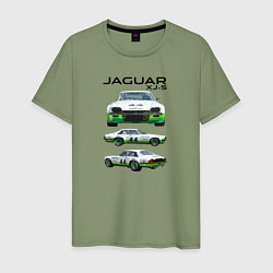 Футболка хлопковая мужская Jaguar постер обложка журнала, цвет: авокадо