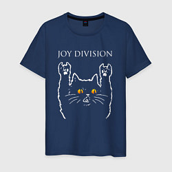 Футболка хлопковая мужская Joy Division rock cat, цвет: тёмно-синий