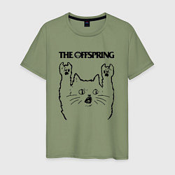 Футболка хлопковая мужская The Offspring - rock cat, цвет: авокадо