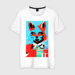 Мужская футболка Морда лисы - поп-арт - нейросеть