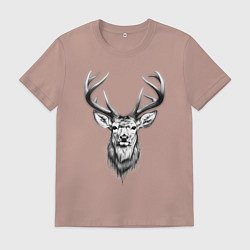 Футболка хлопковая мужская Голова оленя эскиз, цвет: пыльно-розовый